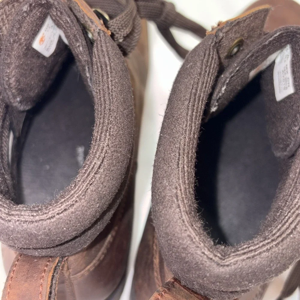 Timberland Boots Womens 7.5 Brown Leather Ellendale Ankle Combat Hiking Lug Sole